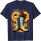 Western Cowboy Boot Horseshoe Sunflower Rope Cowgirl Country T-Shirt - T-Shirt | Navy