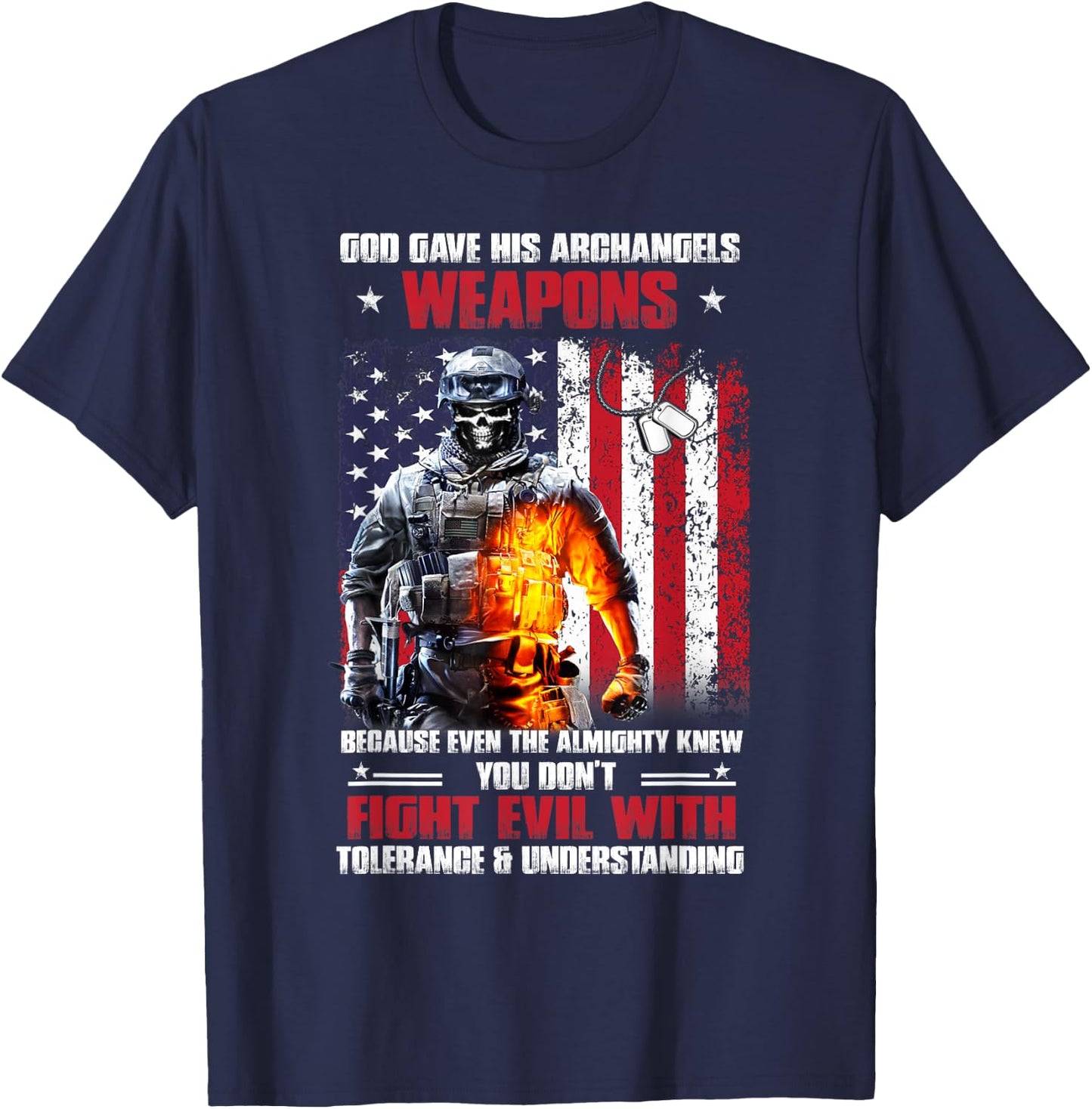 Veteran God Gave His Archangels Weapons T-Shirt - T-Shirt | Navy