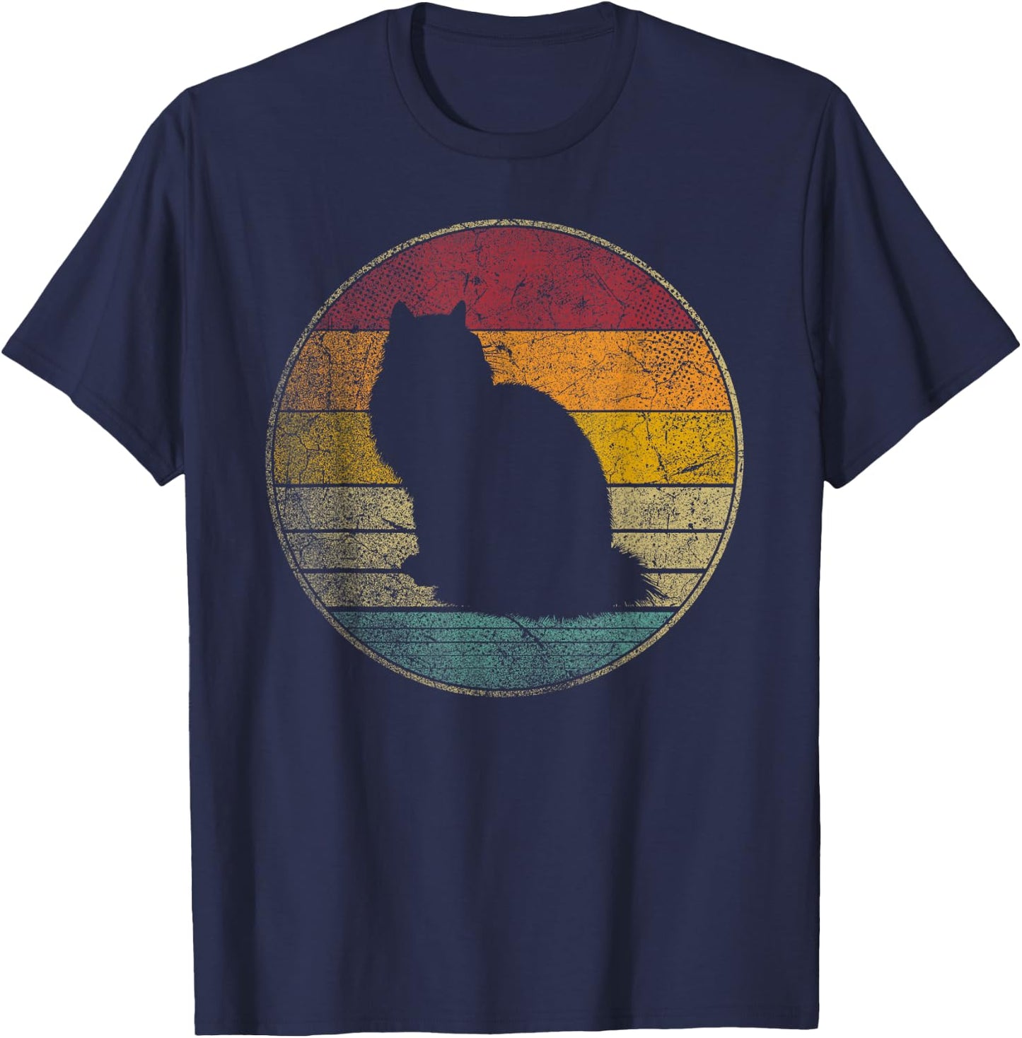 Cat Shirt Ragdoll Pet Vintage Distressed Retro Silhouette T-Shirt - T-Shirt | Navy