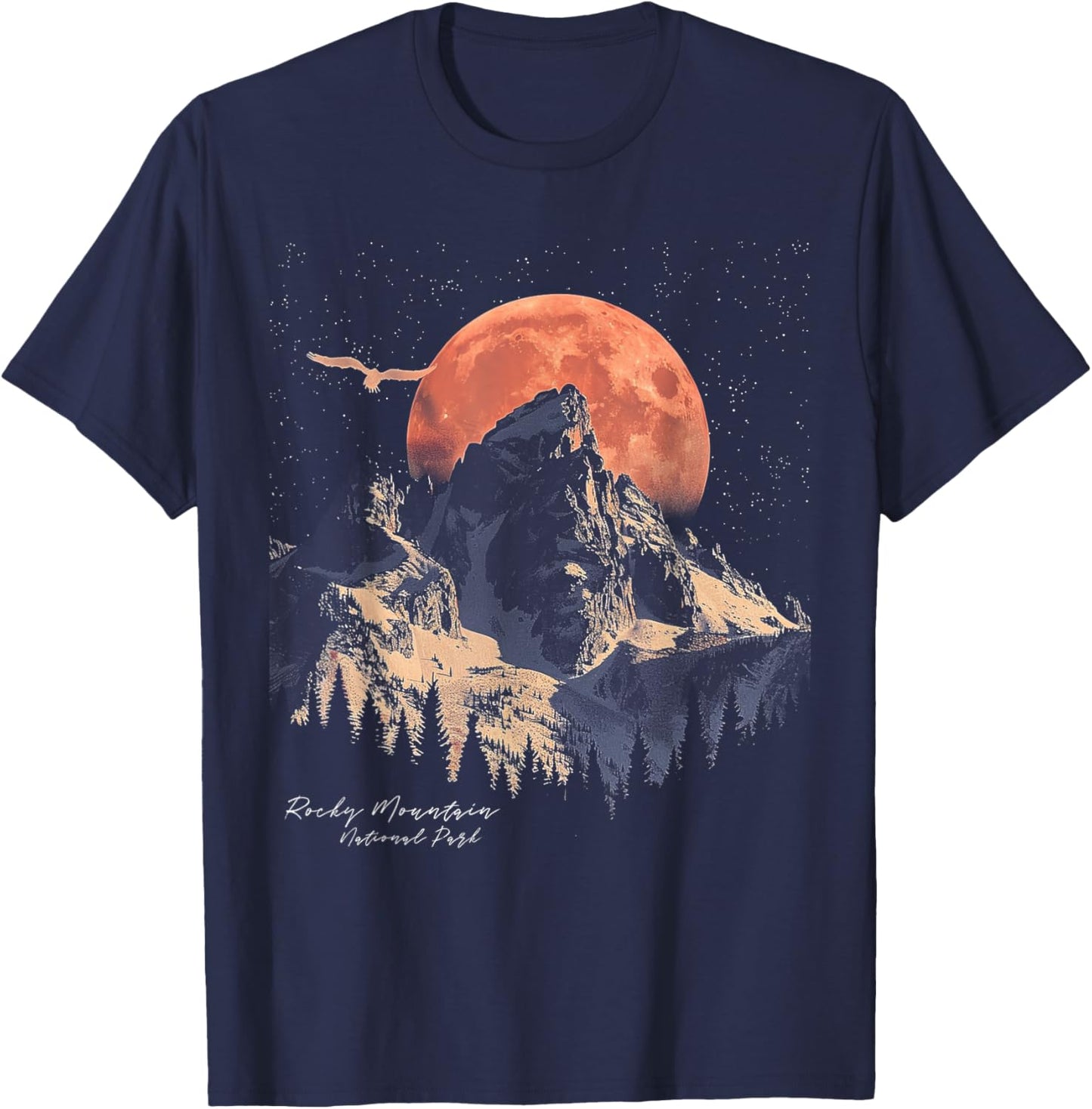 Rocky Mountain - US National Park Vintage Men Women Retro T-Shirt - T-Shirt | Navy