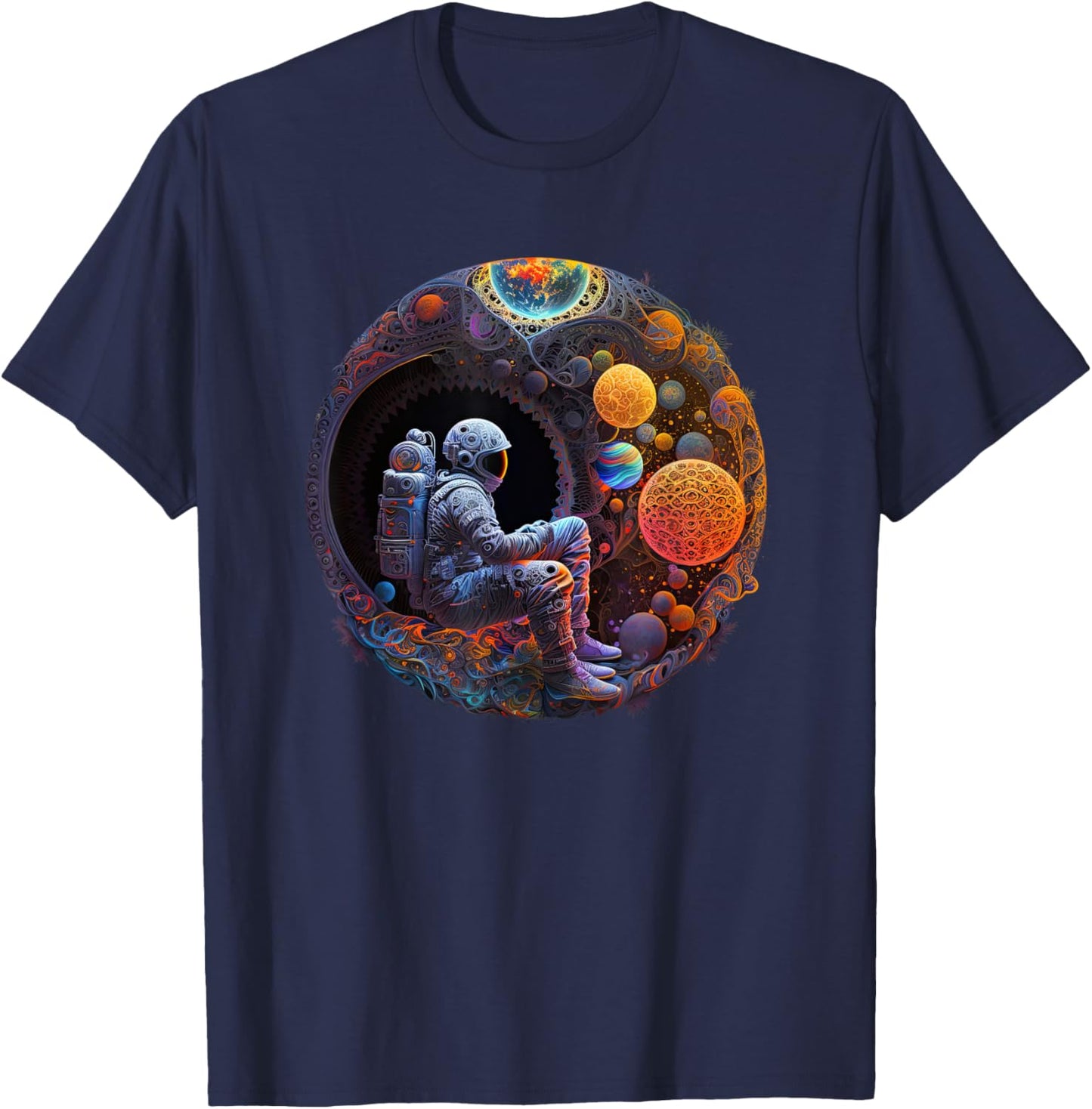 Meditating Astronaut Planets Meditation Astral Travel. T-Shirt - T-Shirt | Navy