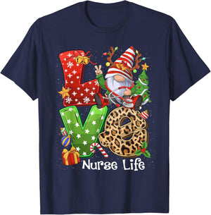 Gnome Family Christmas Men - LOVE Nurse Gnome T-Shirt - T-Shirt | Navy