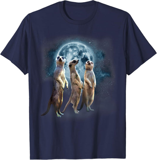 Howling at the Moon Shirt - Funny Meerkat Shirt - Meerkat T-Shirt - T-Shirt | Navy