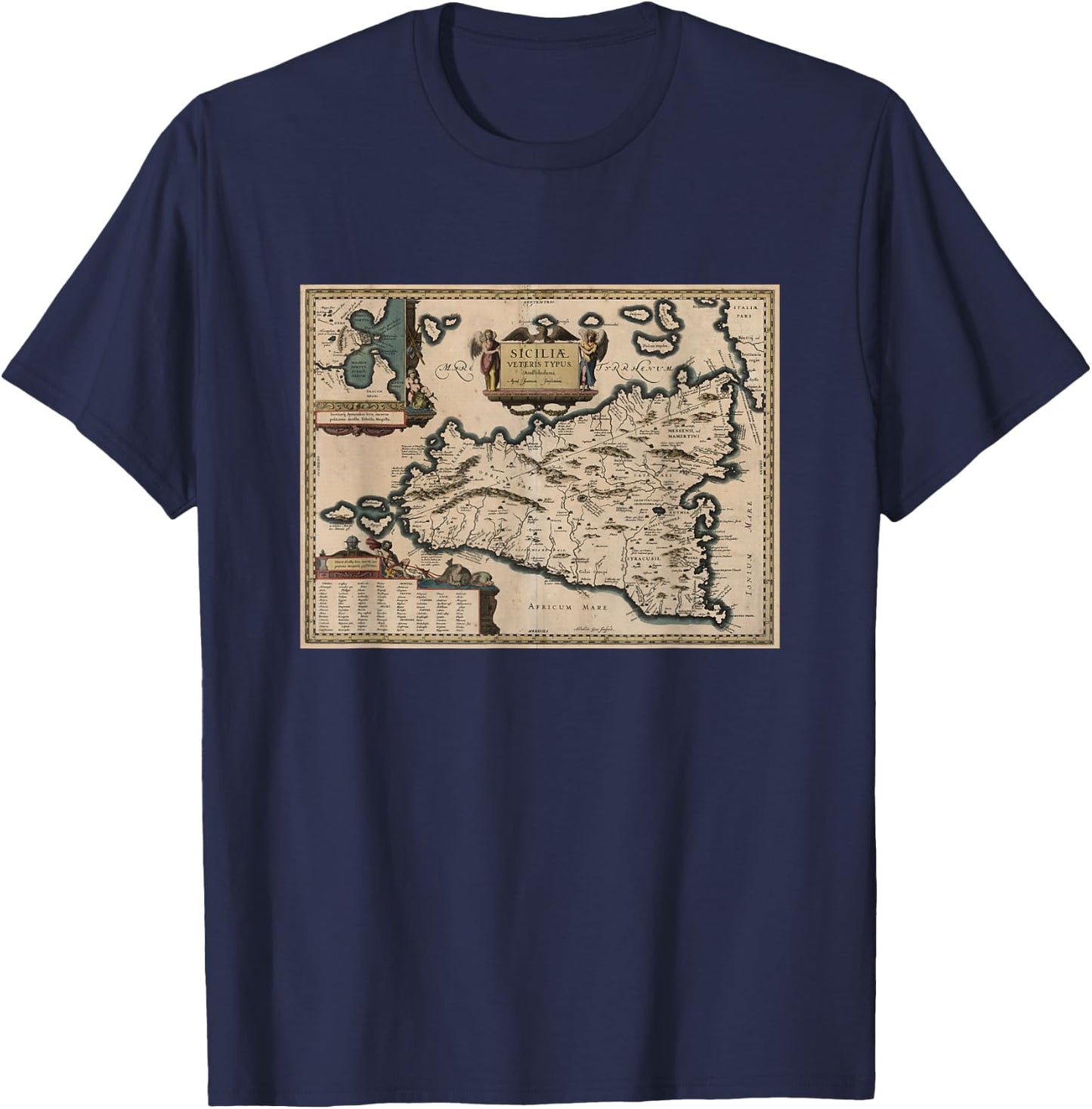 Sicily Italy Map T Shirt T-Shirt - T-Shirt | Navy