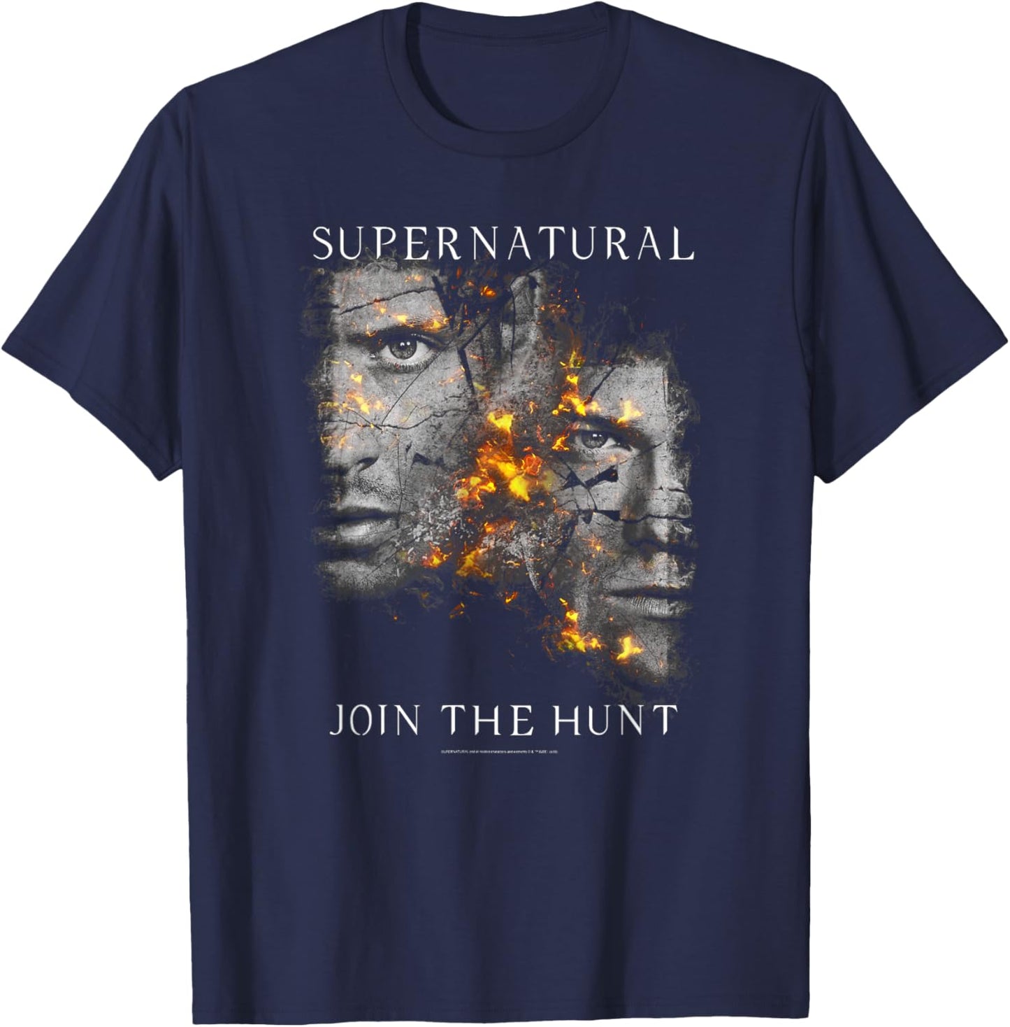 Supernatural Sam & Dean Winchester Join The Hunt Portrait T-Shirt - T-Shirt | Navy