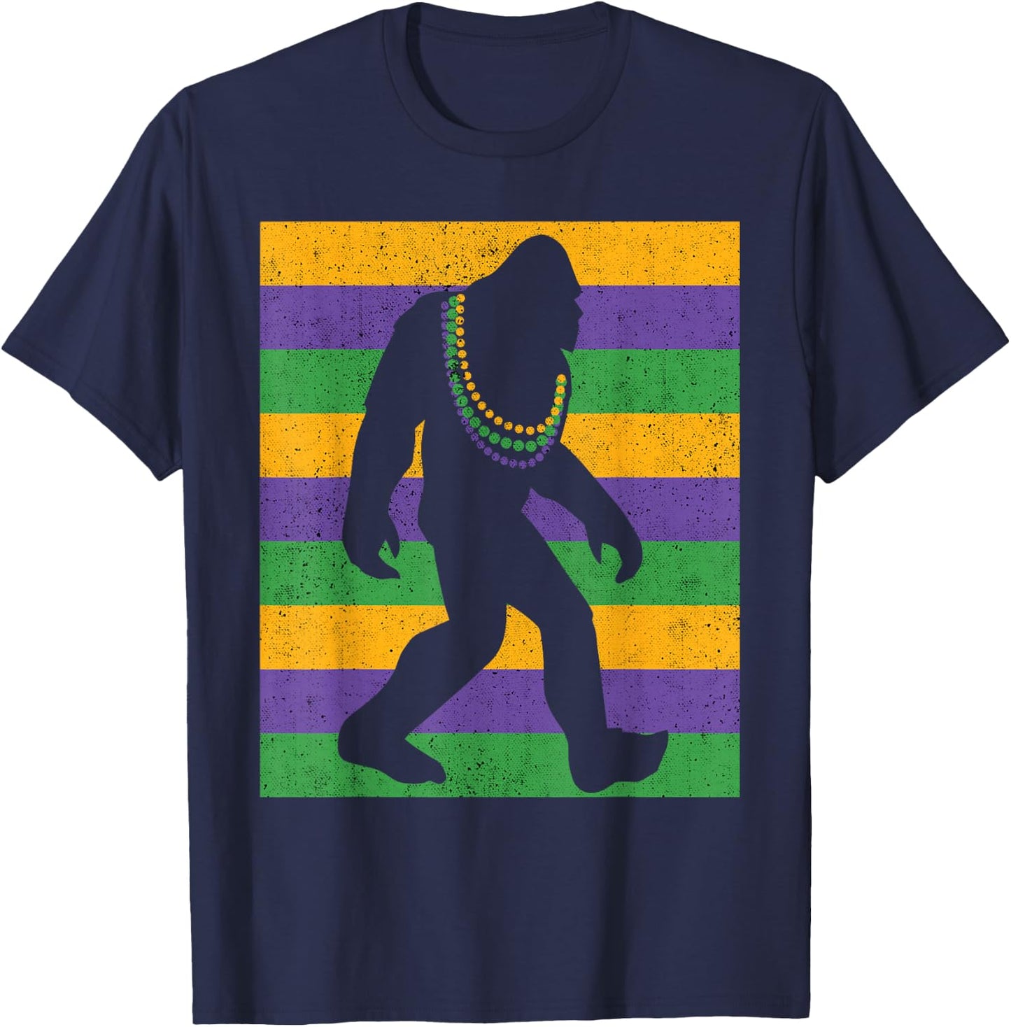 Bigfoot Mardi Gras Sasquatch Funny Men Kids T-Shirt - T-Shirt | Navy