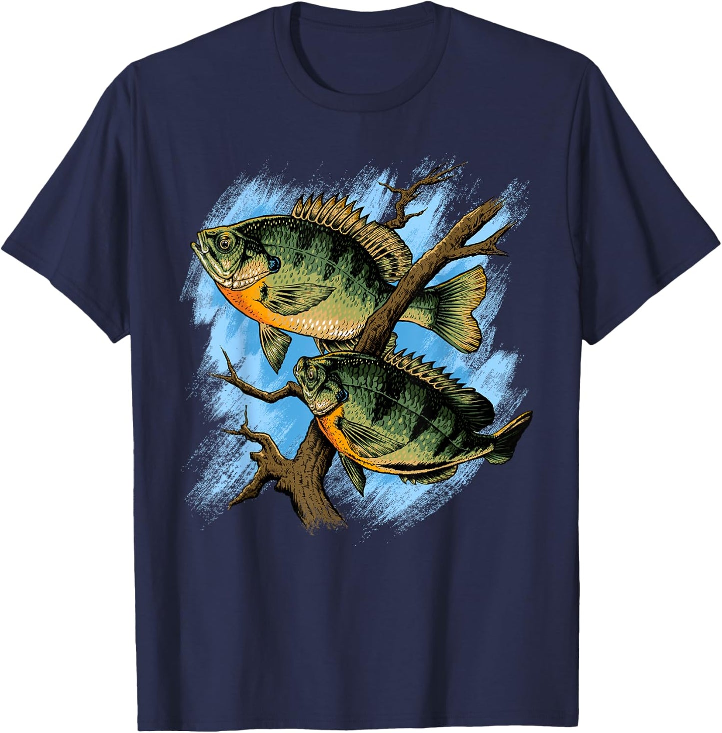Bluegill Illustration Fishing T-Shirt - T-Shirt | Navy