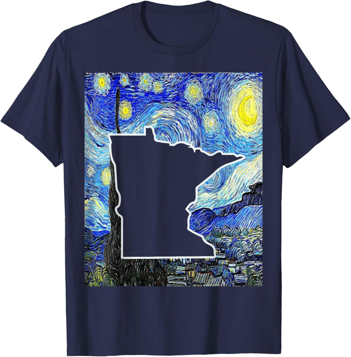 Minnesota State Starry Night Minnesota Map Minnesotan T-Shirt - T-Shirt | Navy