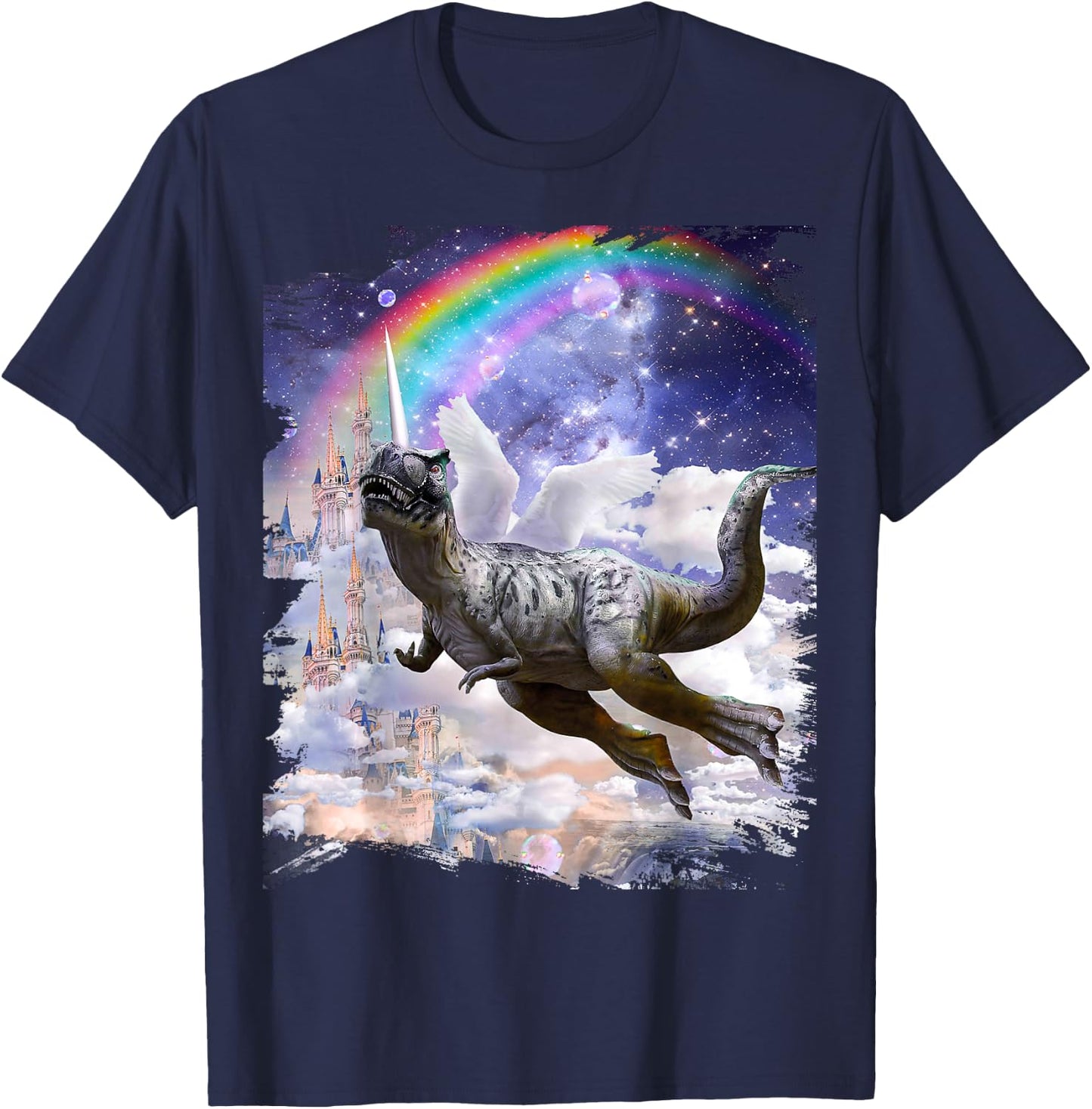 Rainbow Dinosaur Unicorn Dinocorn T-Shirt - T-Shirt | Navy