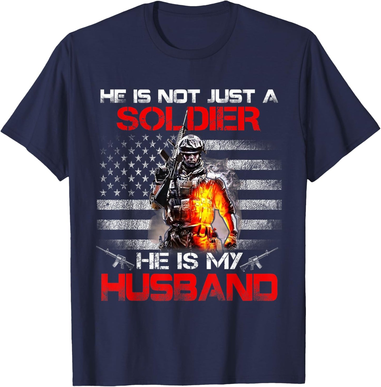 My Husband Is A Soldier Proud Army Wife T-Shirt - T-Shirt | Navy