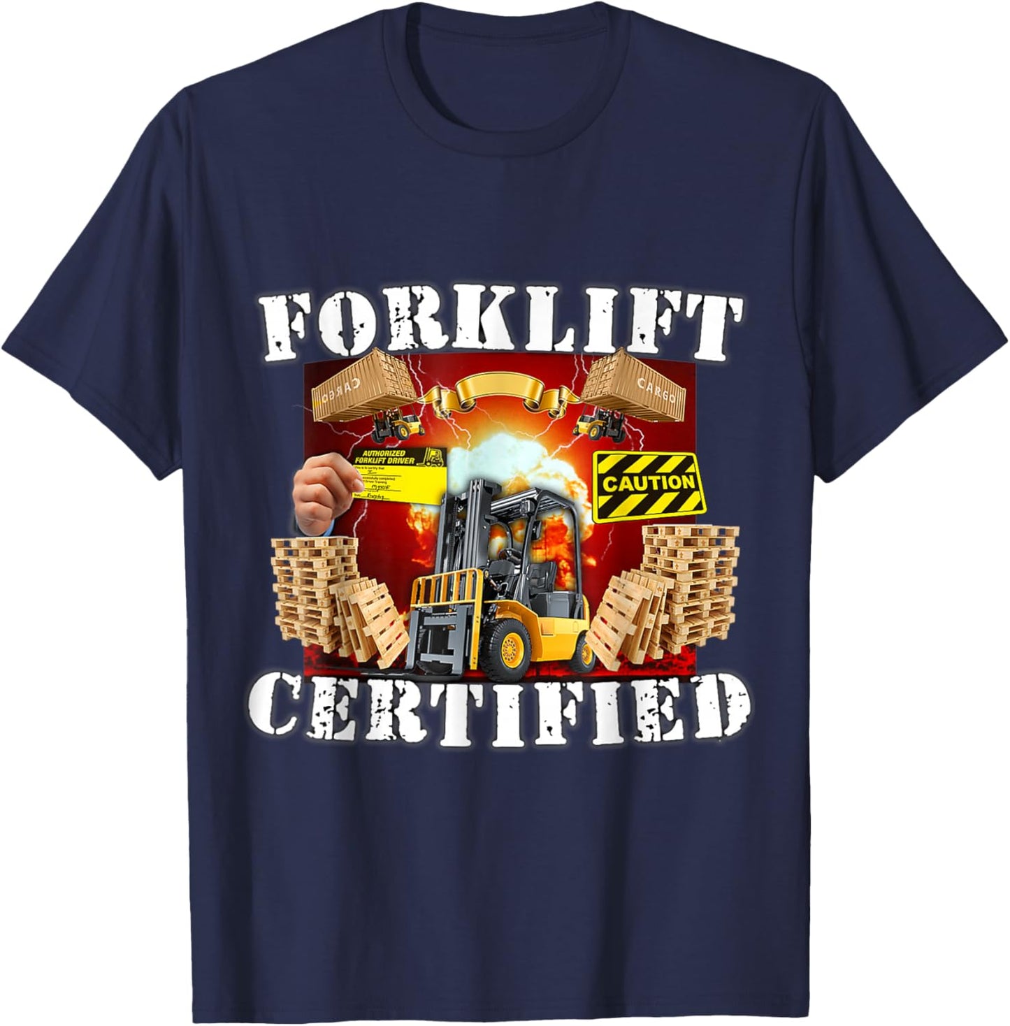 Forklift Certified shirt, Funny Forklift Oddly Specific Meme T-Shirt - T-Shirt | Navy