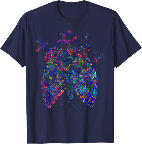 Color Hummingbird Floral Lung Anatomy Pulmonologist RT Nurse