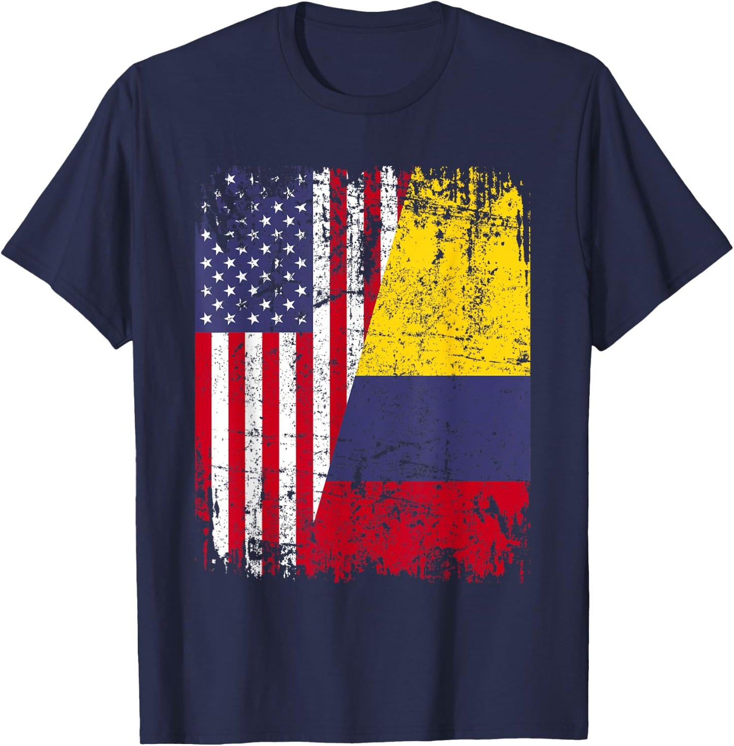 COLOMBIAN ROOTS | Half American Flag | COLOMBIA Women Kids Men T-Shirt - T-Shirt | Navy