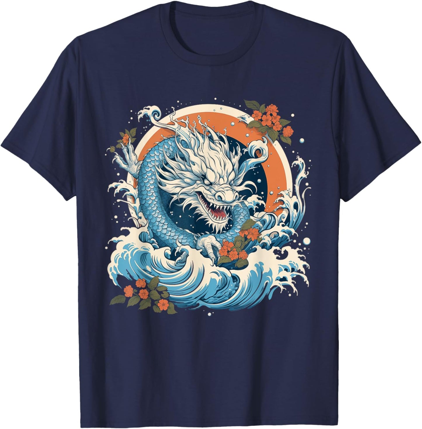 Astrological Dancing Lunar Water Dragon T-Shirt - T-Shirt | Navy