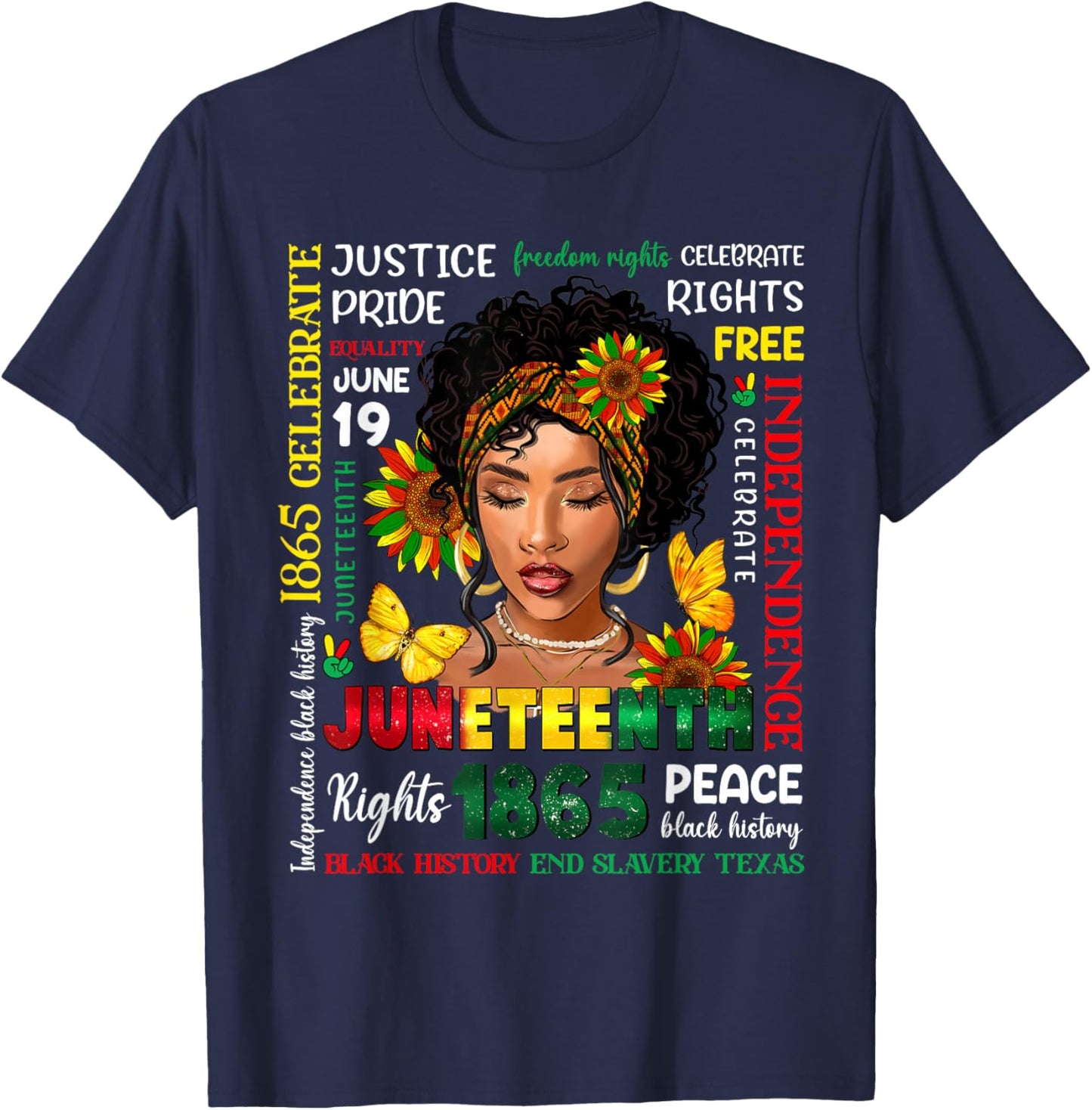 Juneteenth Shirts Celebrating Black Freedom 1865 Black Women T-Shirt - T-Shirt | Navy