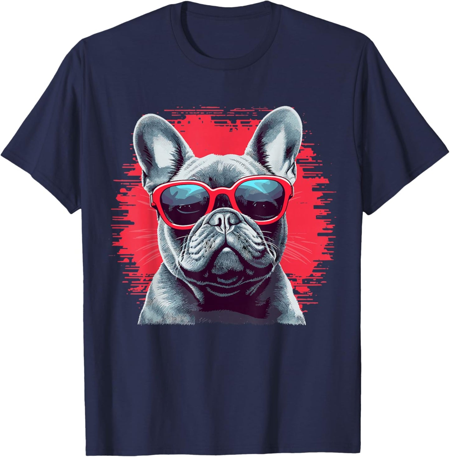 French Bulldog With Sunglasses T-Shirt - T-Shirt | Navy