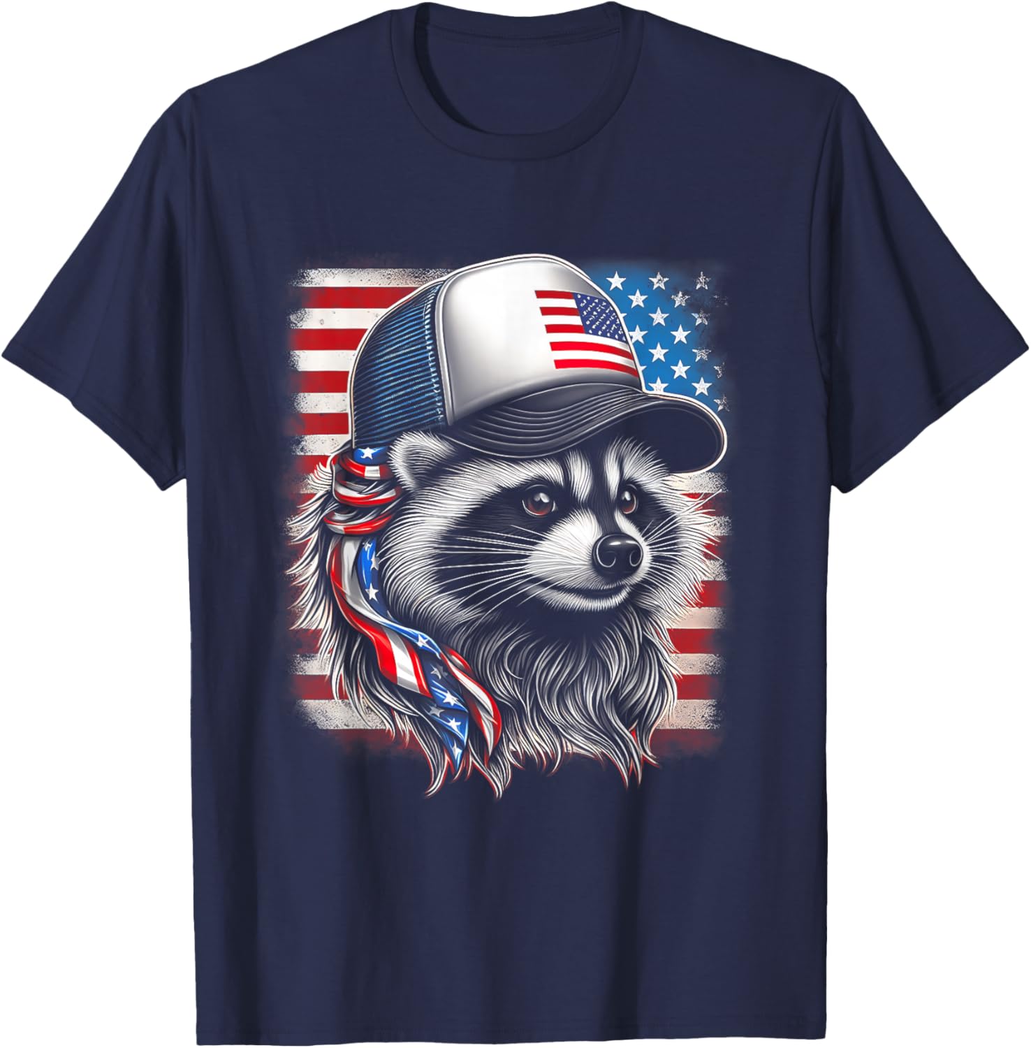 Redneck Raccoon Mullet White Trash Party Attire 4th July T-Shirt - T-Shirt | Navy