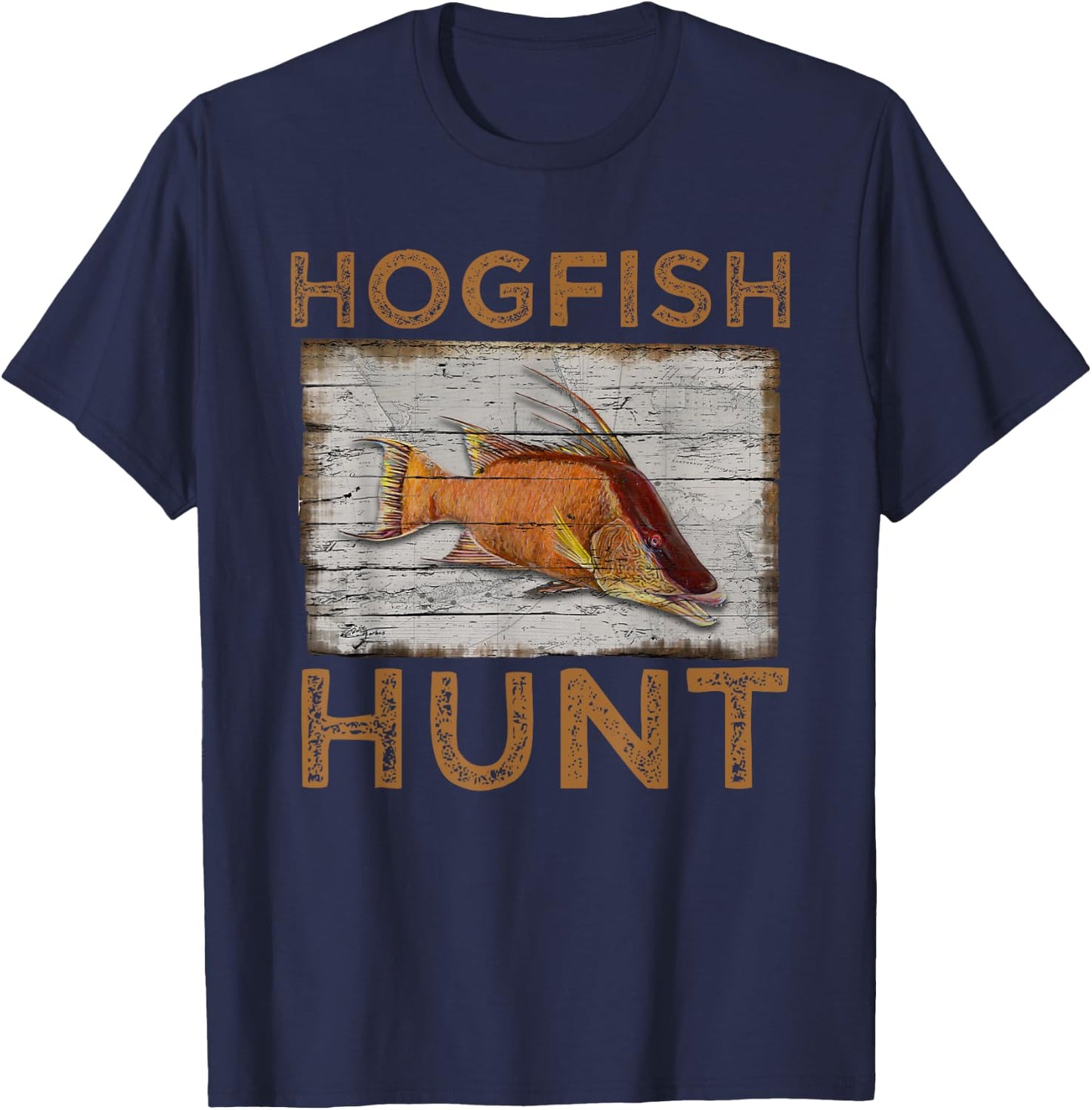 Hogfish Hunt | Funny Spearfishing Gift | Florida Fishing T-Shirt - T-Shirt | Navy
