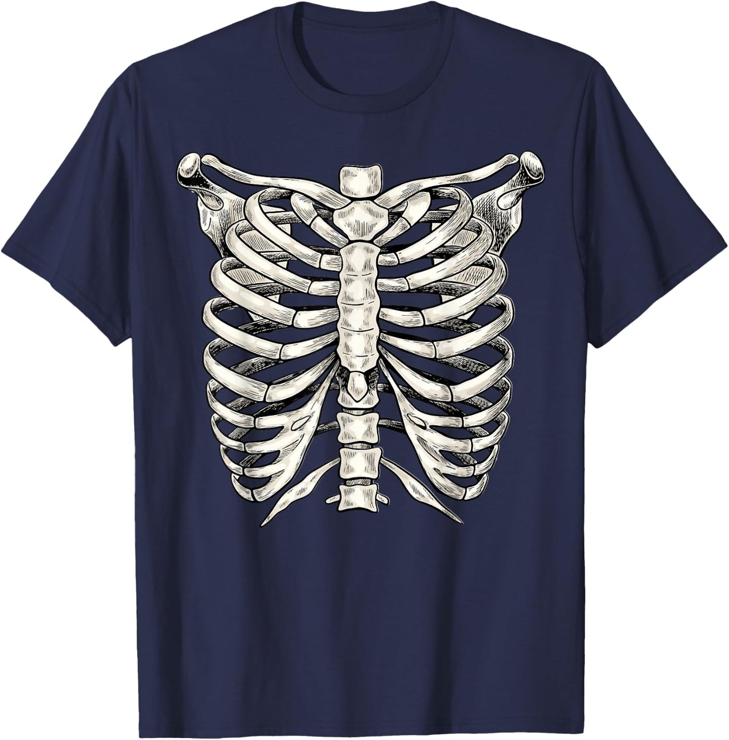 Skeleton Rib Cage T Shirt Halloween Skeleton Costume T-Shirt - T-Shirt | Navy