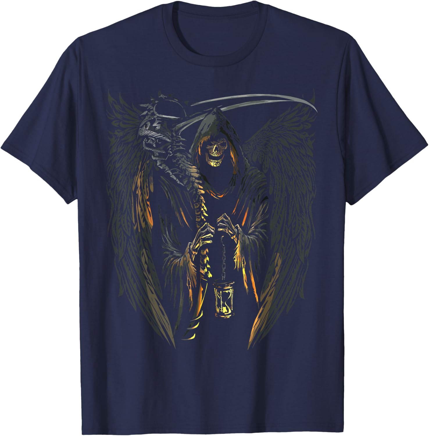 Angel of Death Grim Reaper Scary Halloween Occult Dark Art T-Shirt - T-Shirt | Navy