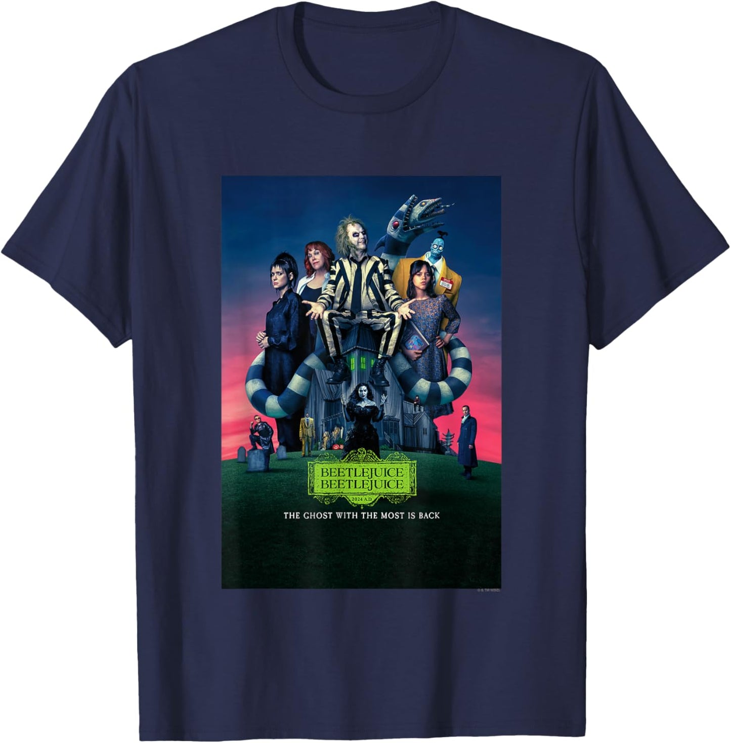 Beetlejuice Beetlejuice The Ghost With The Most Movie Poster T-Shirt - T-Shirt | Navy