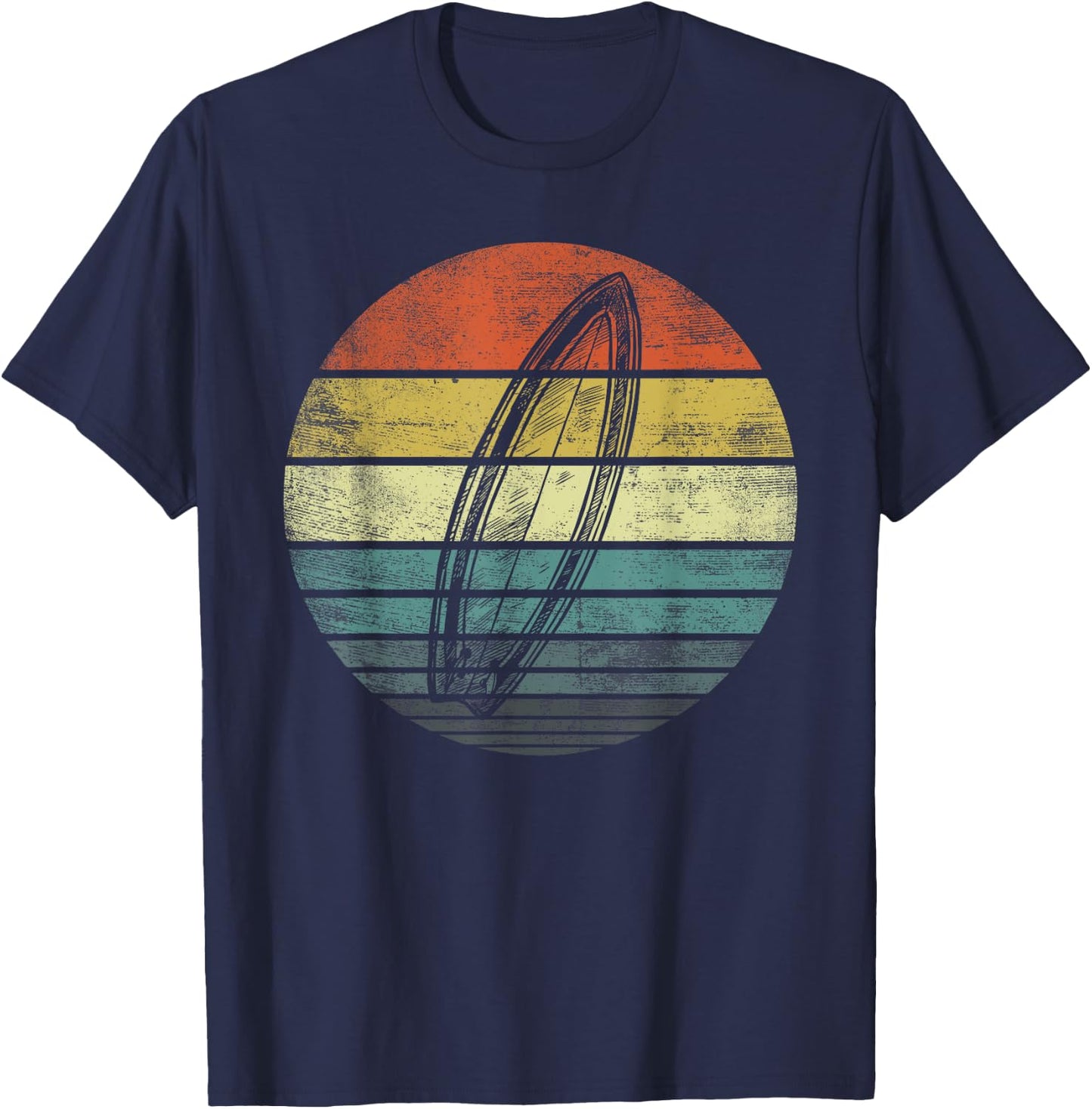 Surfer Gifts Retro Sunset Surfboard Silhouette Surfing Gifts T-Shirt - T-Shirt | Navy