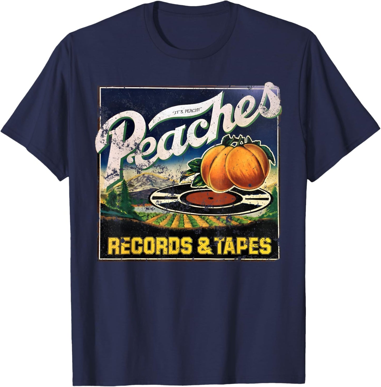 Peaches Music Records Company And Tapes 1975 T-Shirt - T-Shirt | Navy