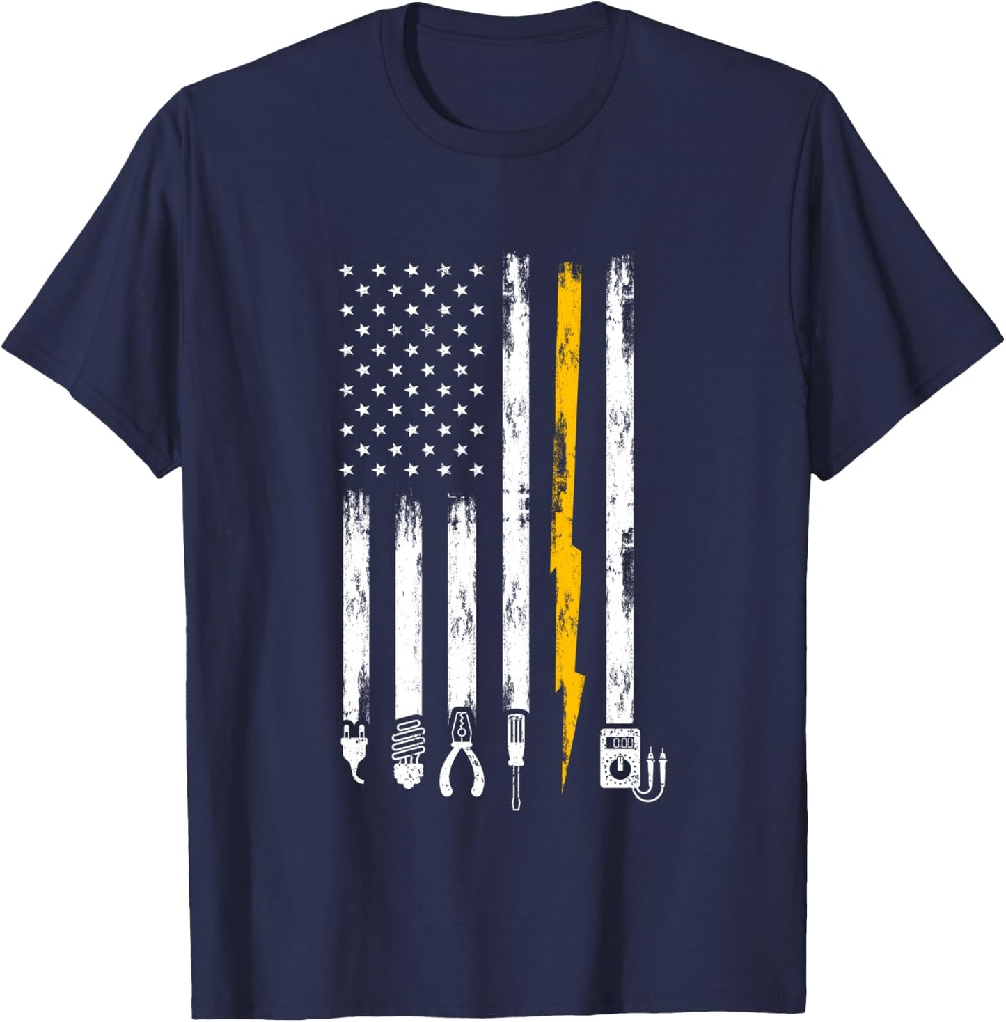 Electrician US Flag Tools for Electricians T-Shirt - T-Shirt | Navy