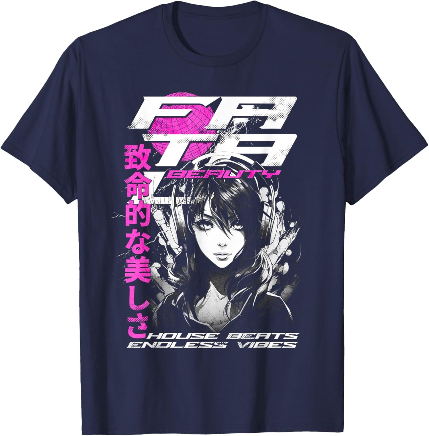 House Music Manga Anime T-Shirt - T-Shirt | Navy