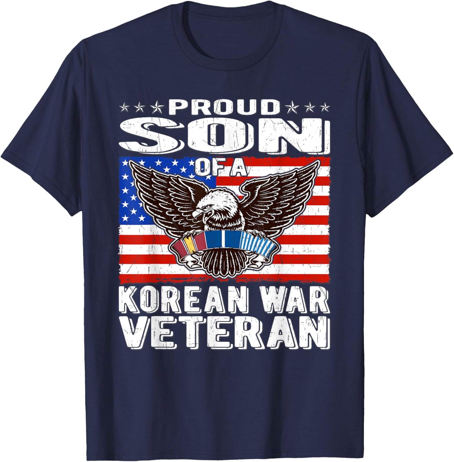Proud Son Of Korean War Veteran - Military Vet's Child Gift T-Shirt - T-Shirt | Navy