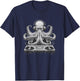 Octopus DJ Partying Kraken Tentacles Rave Festival Party T-Shirt - T-Shirt | Navy