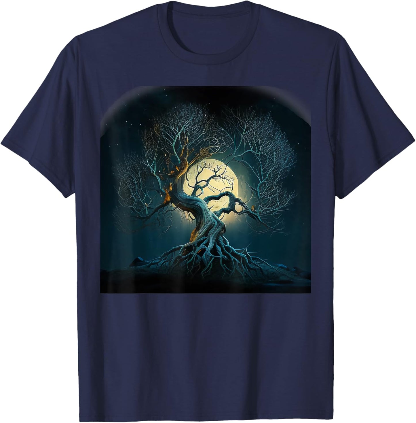 Yoga Meditation Celtic Gifts for Spiritual People Tree of Life Symbol Celtic Tree Yggdrasil -Adult Black Short Sleeve Classic Fit Small T-Shirt - T-Shirt | Navy