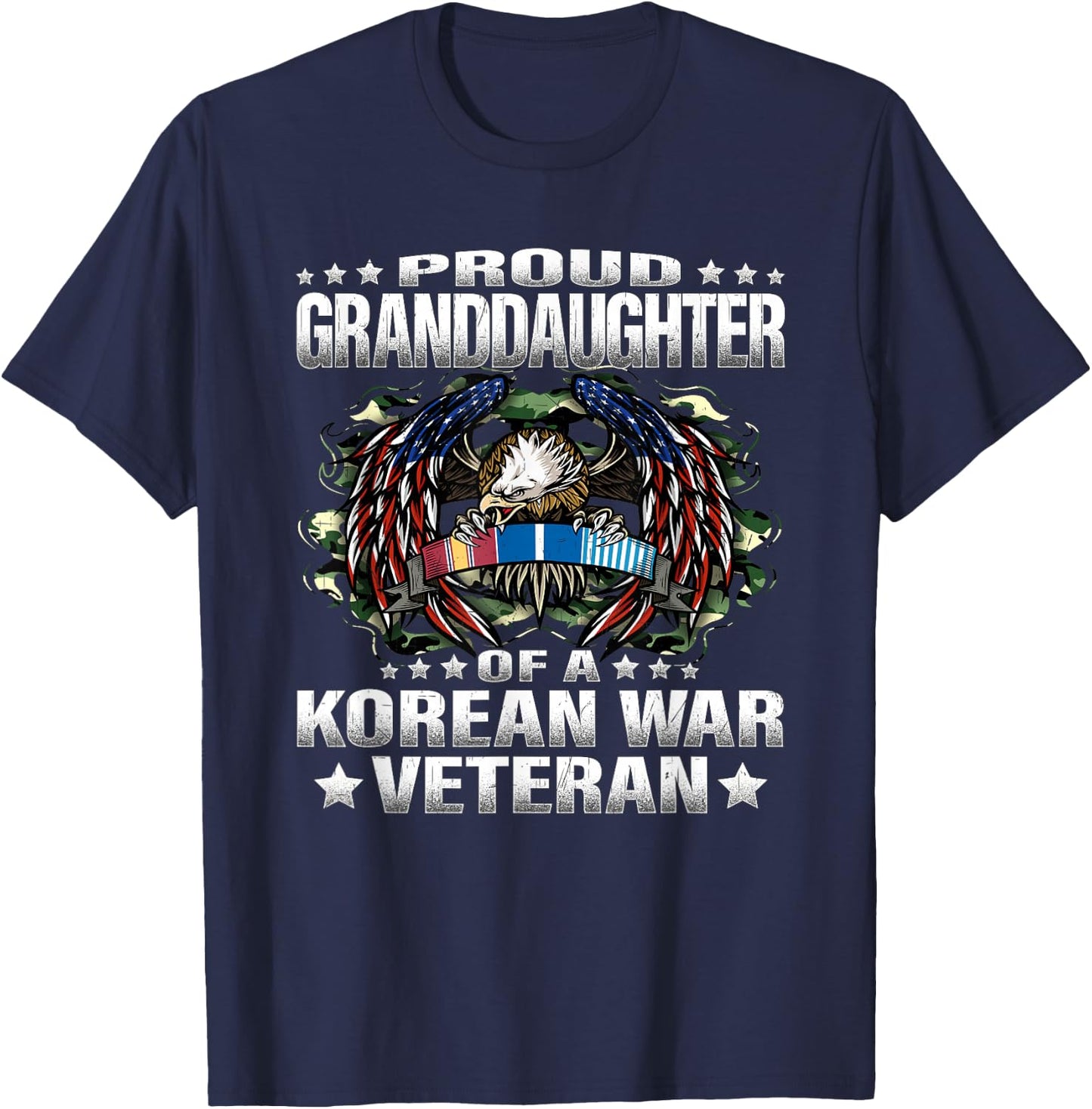 Proud Granddaughter Of A Korean War Veteran Vet's Family T-Shirt - T-Shirt | Navy