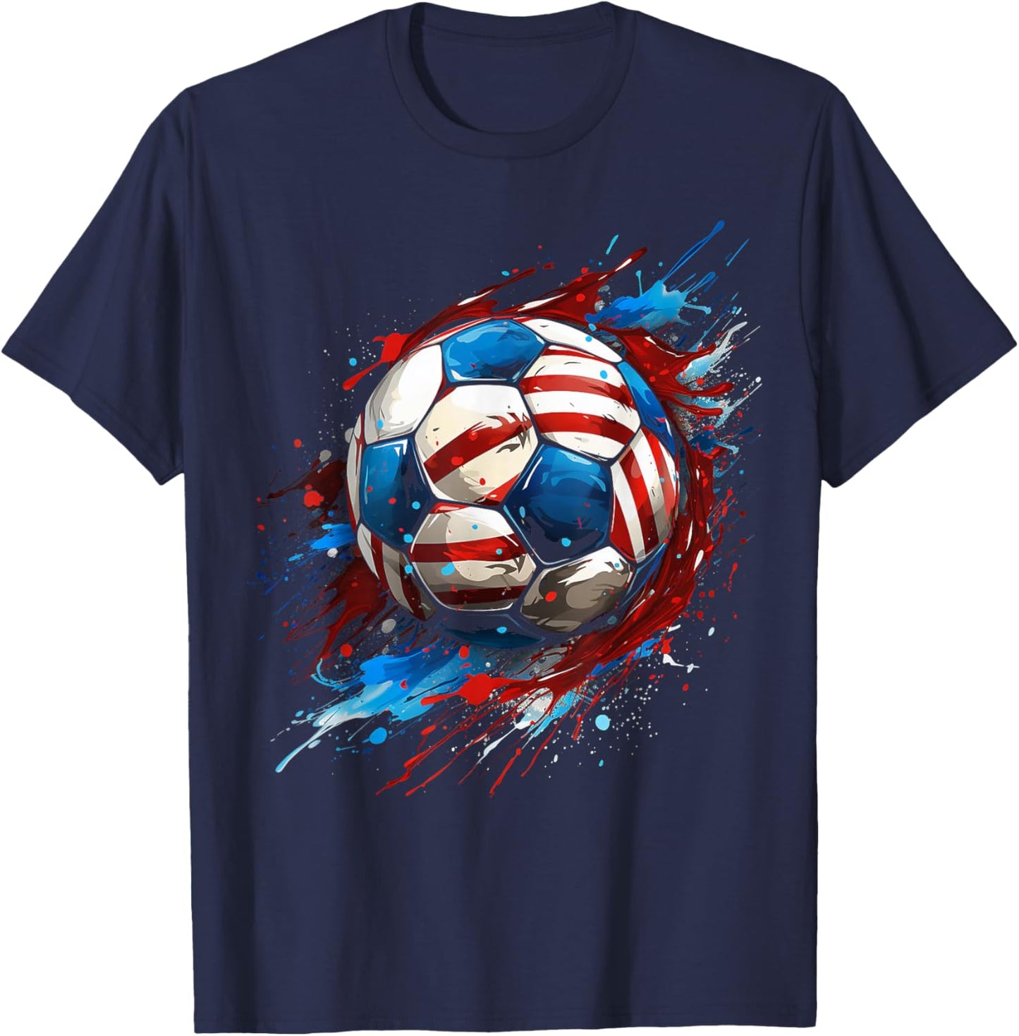Soccer Football USA Flag Soccer Gift T-Shirt - T-Shirt | Navy