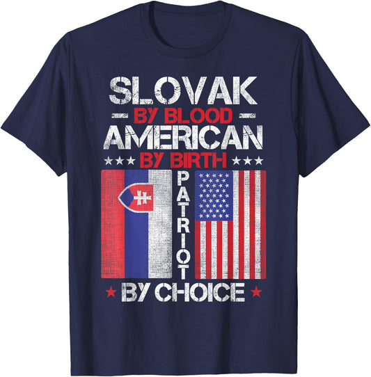 Slovak By Blood American By Birth Patriot By Choice T-Shirt - T-Shirt | Navy