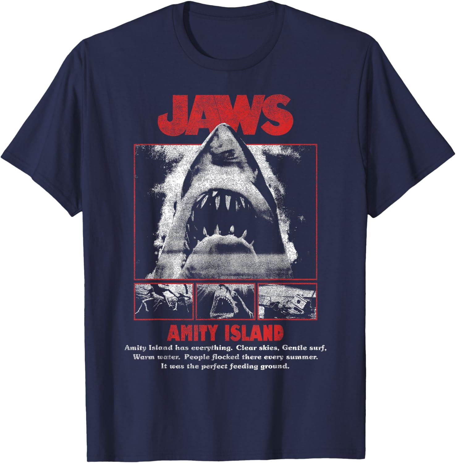 Jaws Movie Pop Poster T-Shirt - T-Shirt | Navy