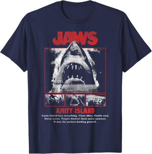Jaws Movie Pop Poster T-Shirt - T-Shirt | Navy