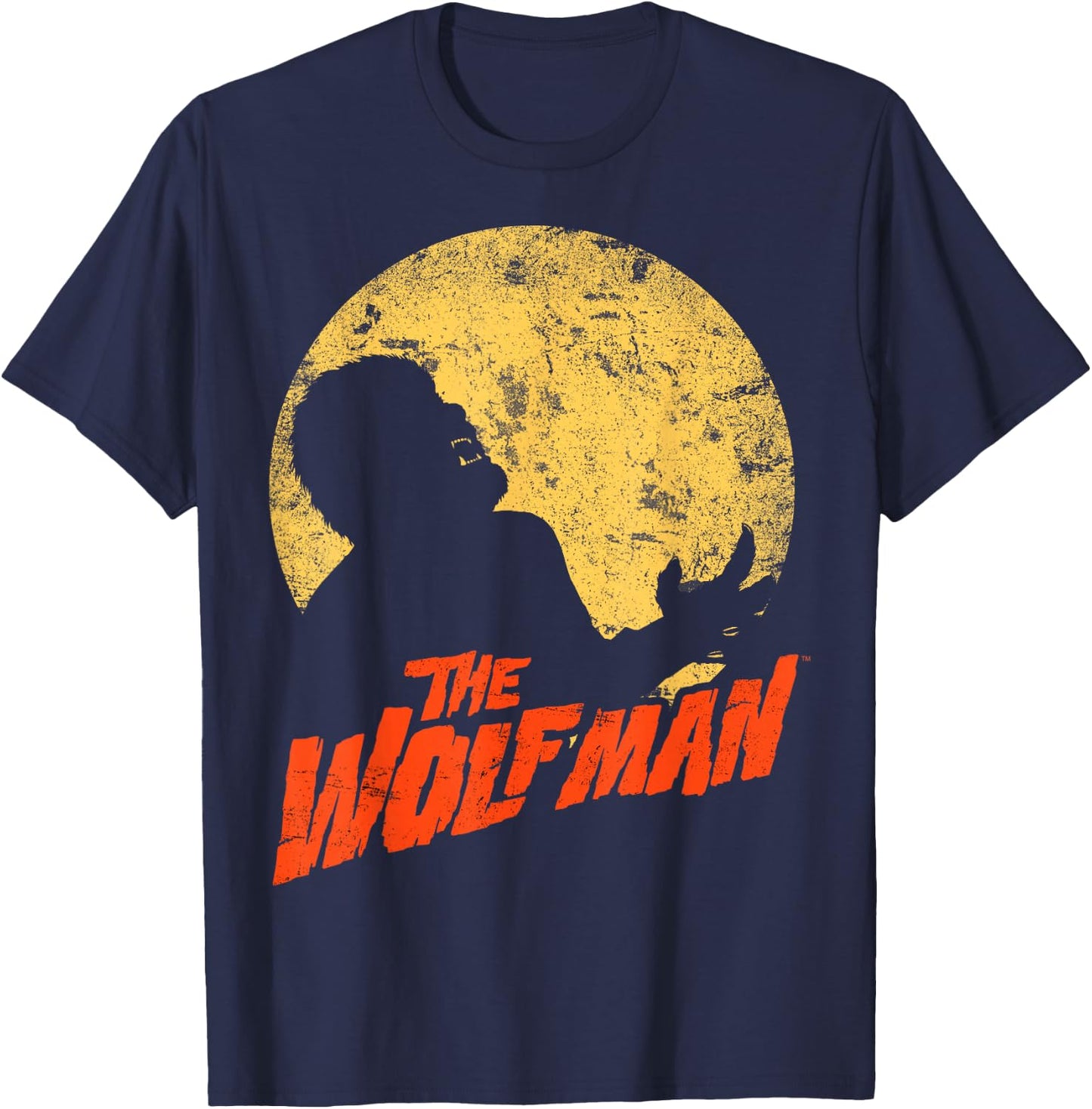 Universal Monsters The Wolf Man Moonlit Silhouette T-Shirt - T-Shirt | Navy