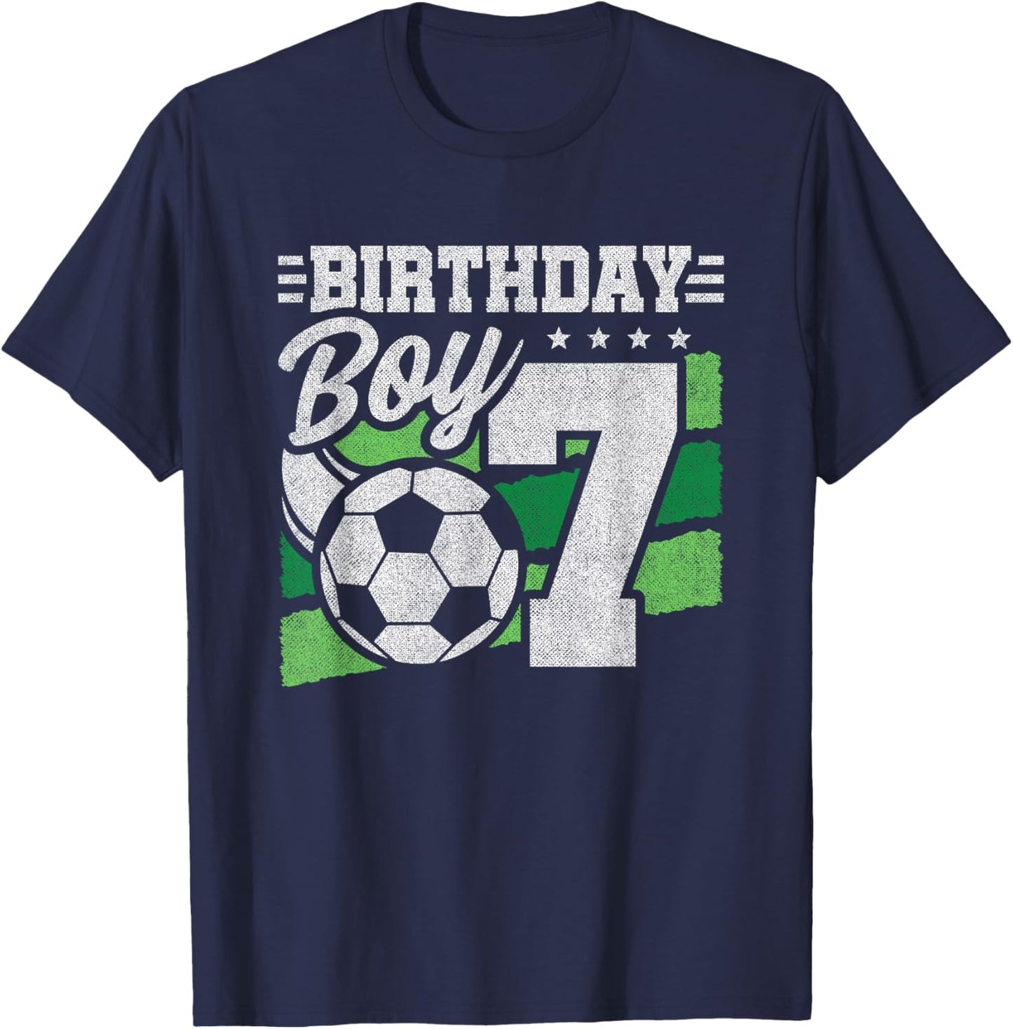 7 Year Old Soccer Birthday - Boys 7th Birthday Soccer T-Shirt - T-Shirt | Navy