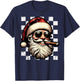 Santa Claus Is Smoking Cigar With Sunglass Smoker Christmas T-Shirt - T-Shirt | Navy