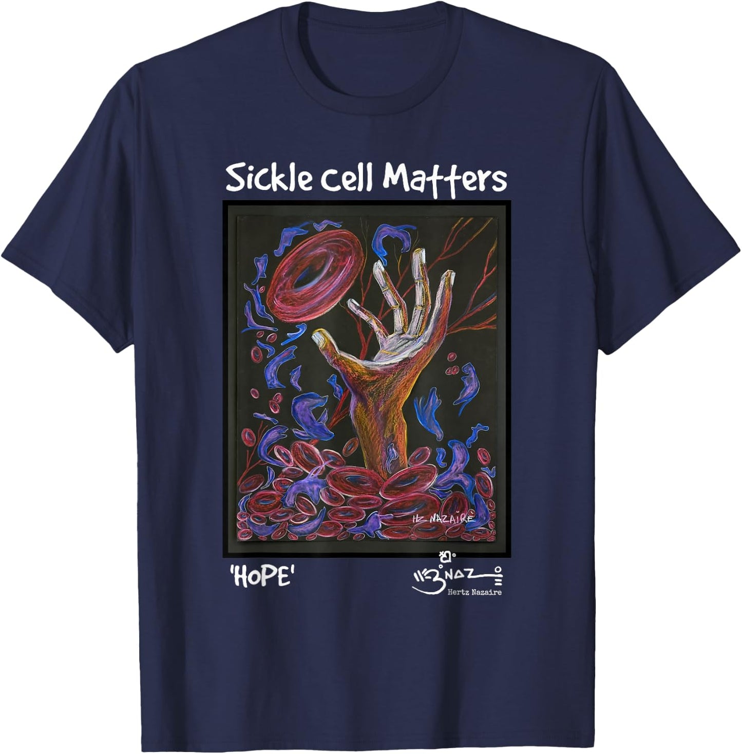 Sickle Cell Matters - Hope Art T-Shirt - T-Shirt | Navy