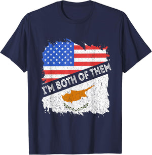 Cyprus Flag I'm Both Of Them America Cypriot Pride USA T-Shirt - T-Shirt | Navy