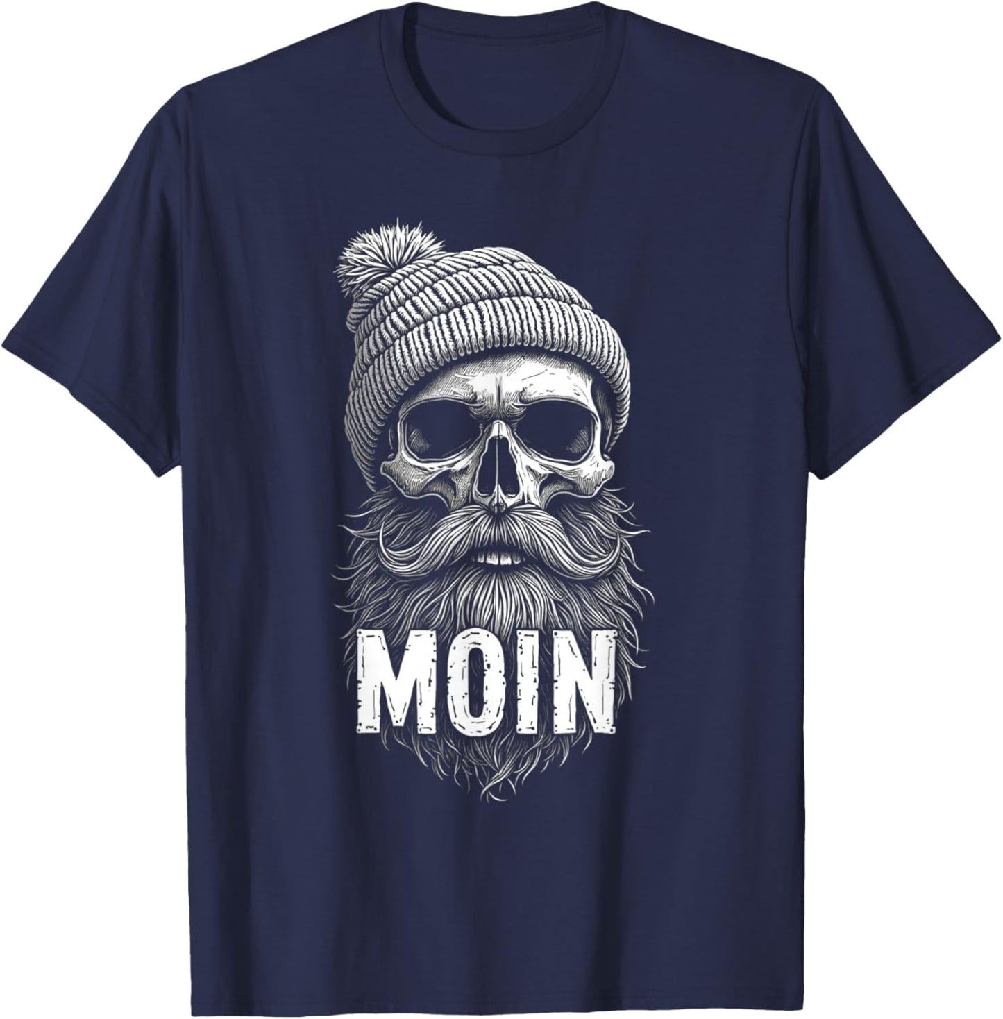 Totenkopf Mütze Bart T-Shirt - T-Shirt | Navy