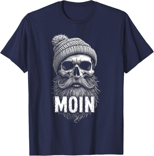 Totenkopf Mütze Bart T-Shirt - T-Shirt | Navy