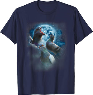 Funny Pigeon Shirt - Funny Pigeons Howling at the Moon T-Shirt - T-Shirt | Navy