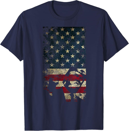 Trump American Flag Patriotic Jersey Politics USA T-Shirt - T-Shirt | Navy