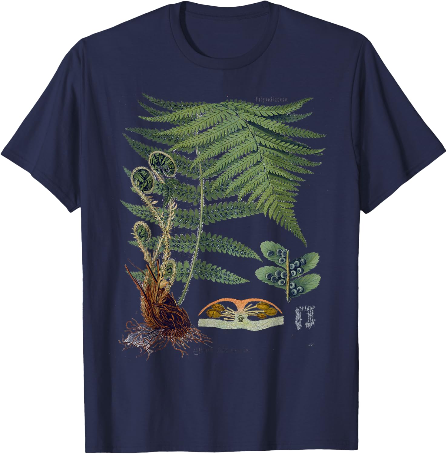 Fern Botanical Plants Botany T-Shirt - T-Shirt | Navy