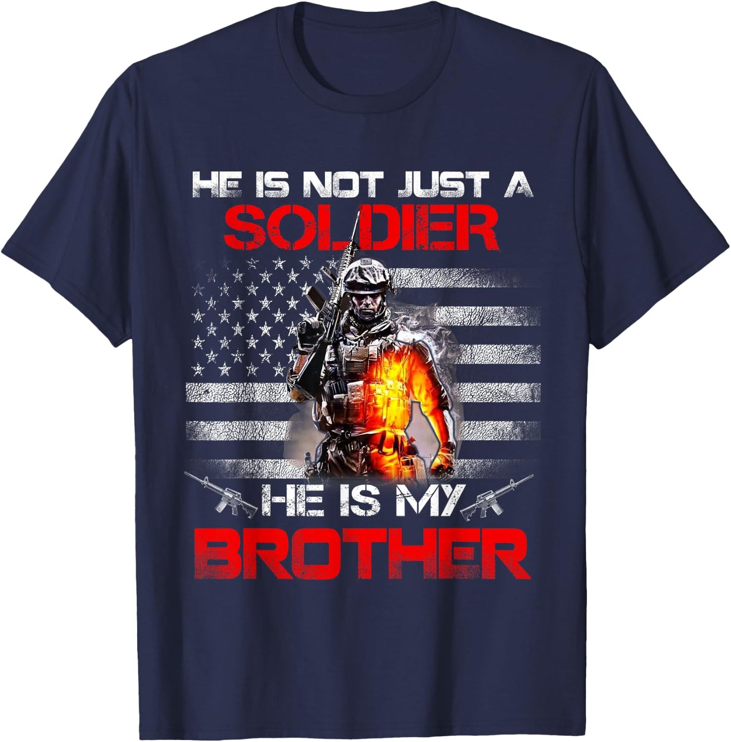 My Brother is A Soldier Proud Army Sister Gift T-Shirt - T-Shirt | Navy