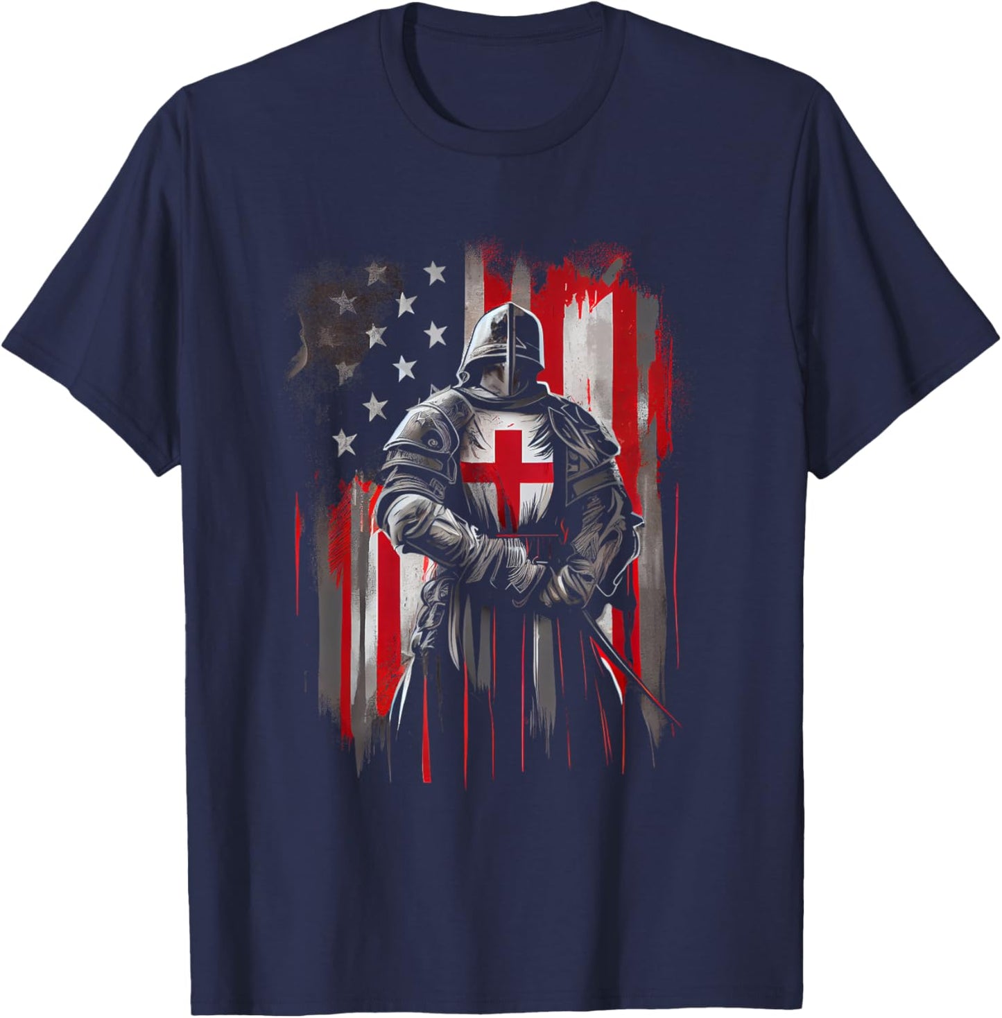 Knight Templar Christian Warrior Of God Crusader Gift T-Shirt - T-Shirt | Navy