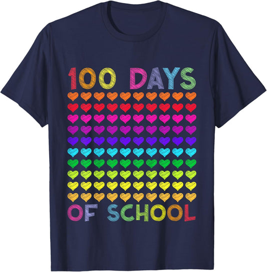 Cute 100 Days of School and Still Loving it Hearts 100th Day T-Shirt - T-Shirt | Navy